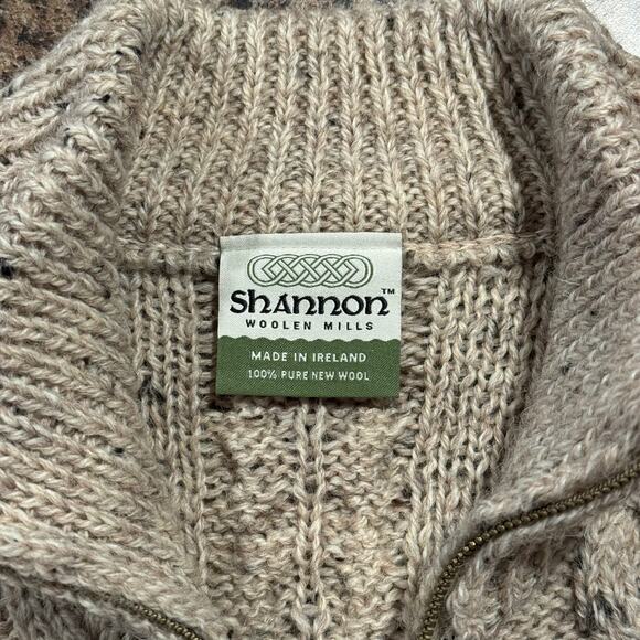 Shannon Woolen Mills Sweater Wool Cable Knit Cottage Grandpa Academia Zip Large - Picture 3 of 11